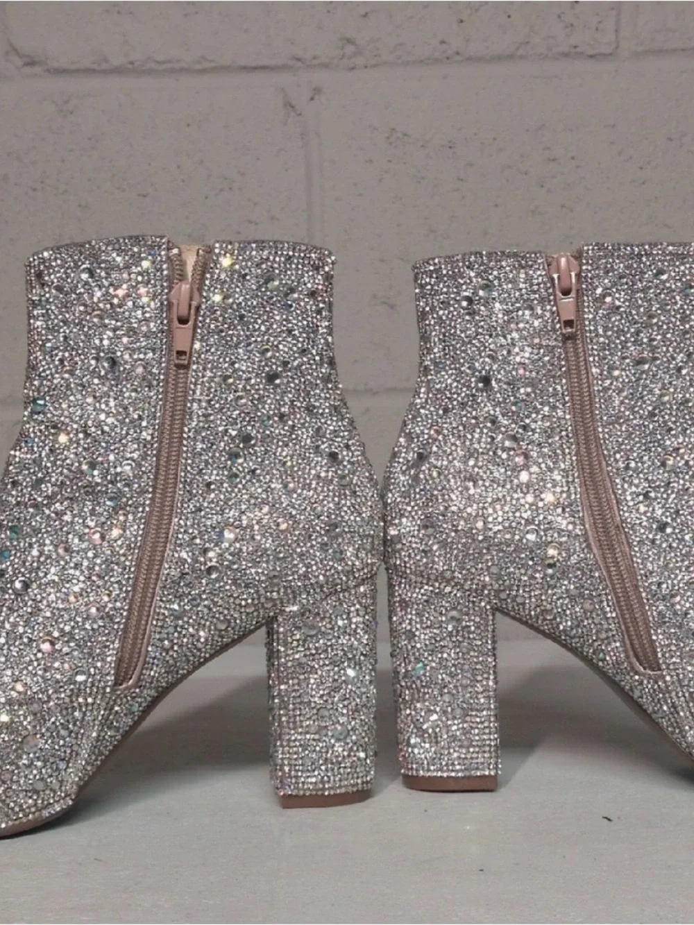 Blue By Betsey Johnson Rhinestone Encrusted Heeled Ankle Booties Size 7.5